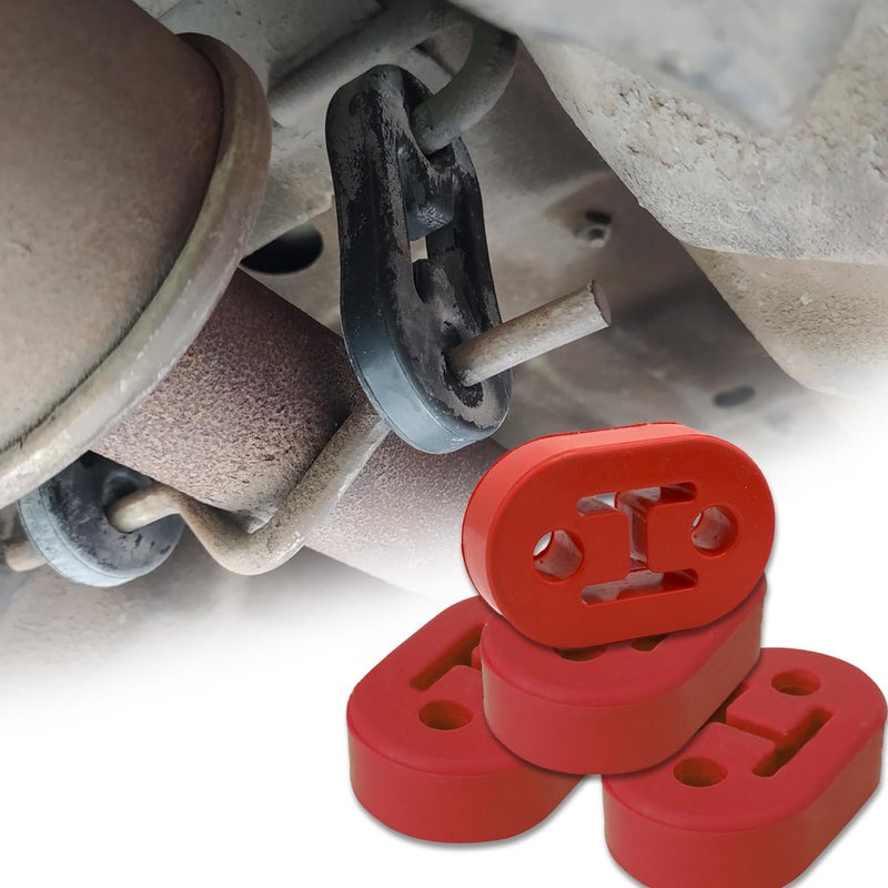 Couslcd Car Exhaust Hanger 4PCS Rubber Insulator Bushing Mount 2 Holes 047 Inch 12mm HighDensity Tailpipe Damping HangerAuto Muffler Shock Absorbent Bracket MountUniversal Fit Red - Image 2