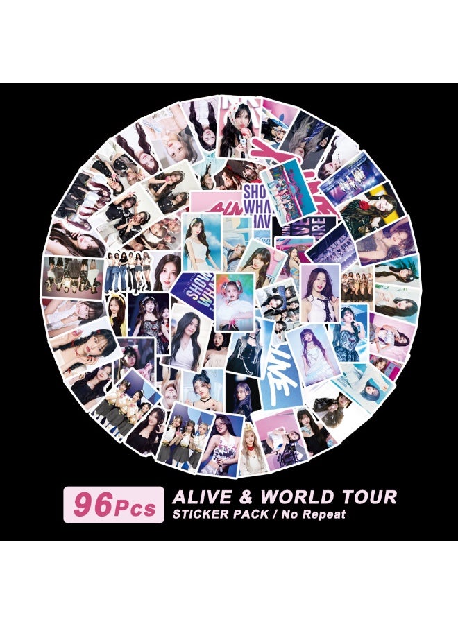 NIBEMINENT 96 Pcs Kpop IVE IVE WORLD TOUR ALIVE Deco Kit Waterproof Stickers, High Definition Printing Bright Colors, Suitable for Laptop Skateboard Luggage Water Bottle Guitar DIY - Image 1