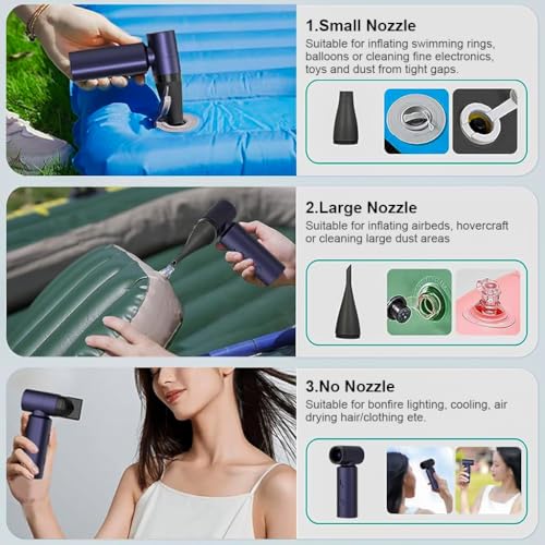 Verilux Electric Compressed Air Duster, 19000PA Handheld Cordless Air Duster, 120W 35500RPM Car Vacuum Cleaner & Multi Nozzle 4000mAh Cordless Air Blower Dust Cleaner for Home Computer Cleaner Keyboard Duster - Image 4