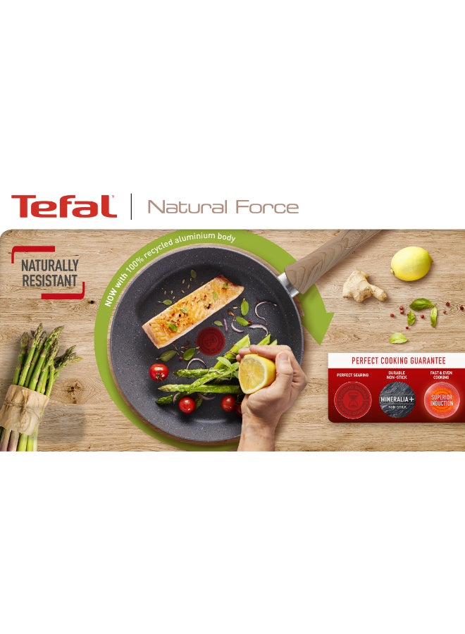 TEFAL Frying Pan | Natural Force 22 cm Frypan |Easy cleaning | Mineralia+ non-stick coating | Natural minerals | Thermo-signal | Healthy cooking | Safe | Made in France | 2 Years Warranty | G2660332 Grey - Image 3