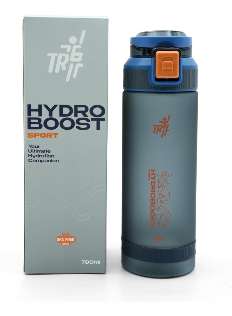 TR6 Sport Frosted Gym Water Bottle BPA Free Leak Proof with Measurement Markers Flip Lock Lid Durable Hydration Bottle for Fitness Office Travel Outdoor Wide Mouth for easy cleaning (Blue)790ml - Image 1
