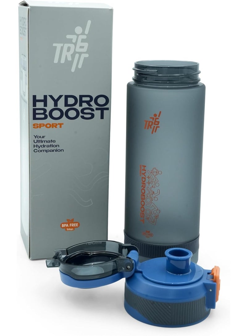 TR6 Sport Frosted Gym Water Bottle BPA Free Leak Proof with Measurement Markers Flip Lock Lid Durable Hydration Bottle for Fitness Office Travel Outdoor Wide Mouth for easy cleaning (Blue)790ml - Image 2
