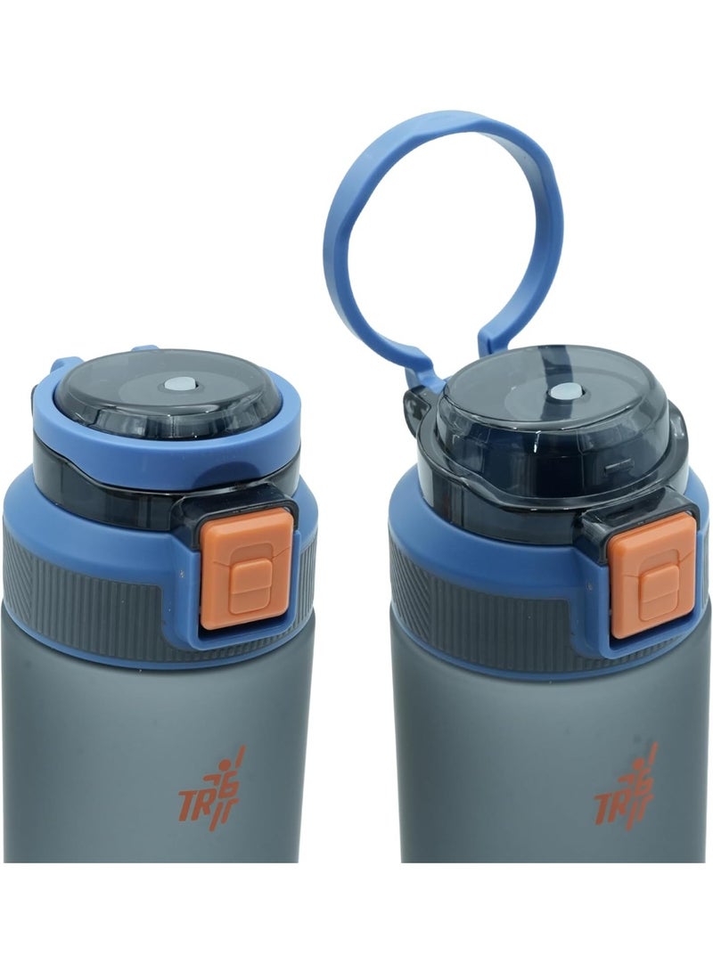 TR6 Sport Frosted Gym Water Bottle BPA Free Leak Proof with Measurement Markers Flip Lock Lid Durable Hydration Bottle for Fitness Office Travel Outdoor Wide Mouth for easy cleaning (Blue)790ml - Image 3