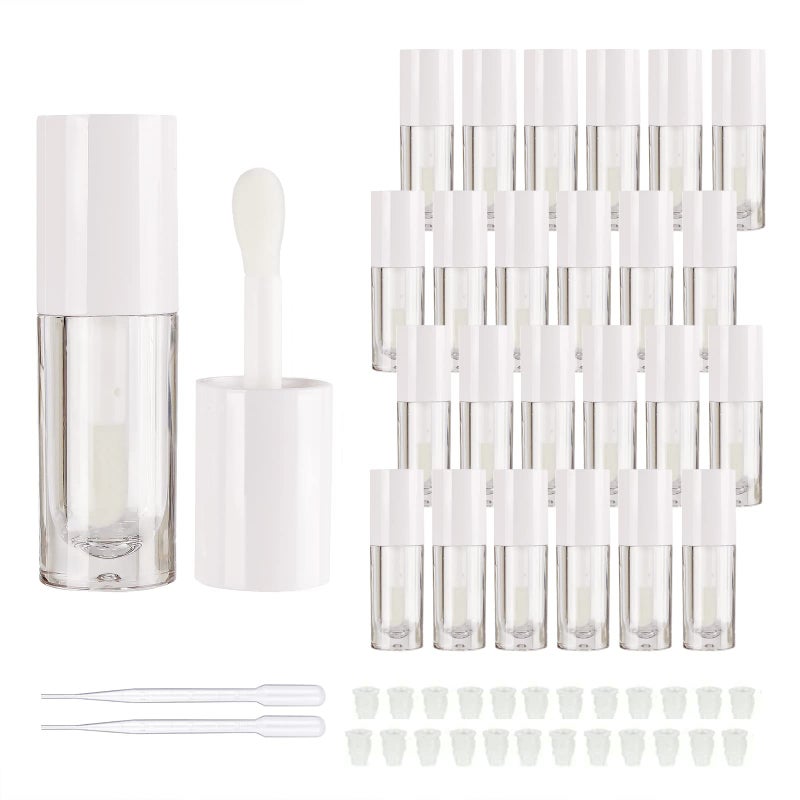 COSIDEA 14pcs Empty 6ml big doe foot wand Chunky lip gloss tubes for DIY lipglossPink round lipgloss containers tubes with thick wand White - Image 2