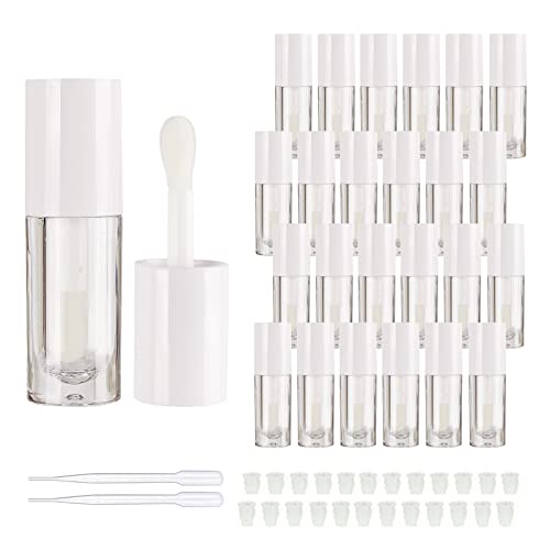 COSIDEA 14pcs Empty 6ml big doe foot wand Chunky lip gloss tubes for DIY lipglossPink round lipgloss containers tubes with thick wand White - Image 1