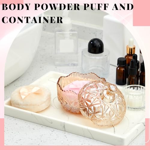 Tioncy 3 Pcs Large Body Powder Puff and Container Crystal Container Soft Washable Reusable Velour Face Body Glitter Wet Dry MakeupAmber - Image 3