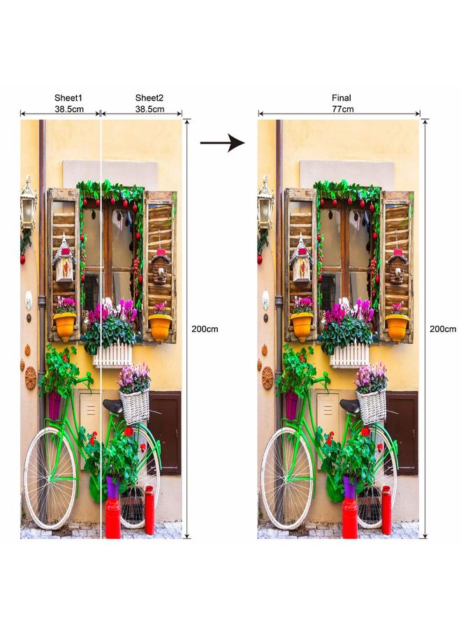 الأزرق جي دبليو ملصق ديكور سلسلة المناظر الطبيعية الخاصة 3D ملصق باب محاكاة قابل للإزالة ملصق الحائط غرفة النوم غرفة المعيشة تجديد ورق الحائط PVC - Image 1