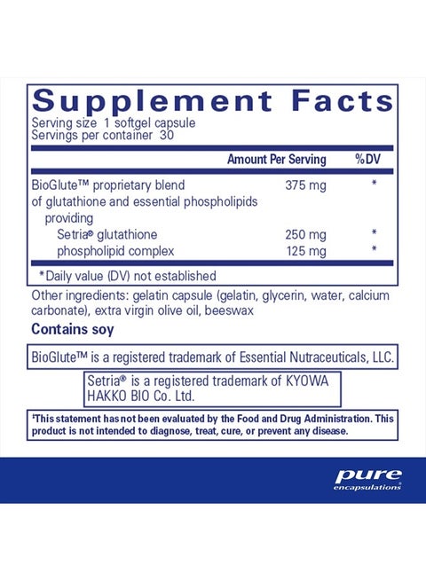 Pure Encapsulations Liposomal Glutathione - Immune Support & Liver Detox* -  Antioxidant Protection - with Setria Glutathione - Non-GMO - 30 Softgel  Capsules | Best Price Qatar