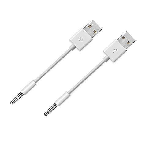 Amicable USB Date Cable Replacement for iPod Shuffle Charger Cable,(2-Pack) 3.5mm Jack/Plug to USB Power Charger Sync Data Transfer Cable for iPod Shuffle 3rd 4th 5th /6/7 Gen MP3 - Image 1