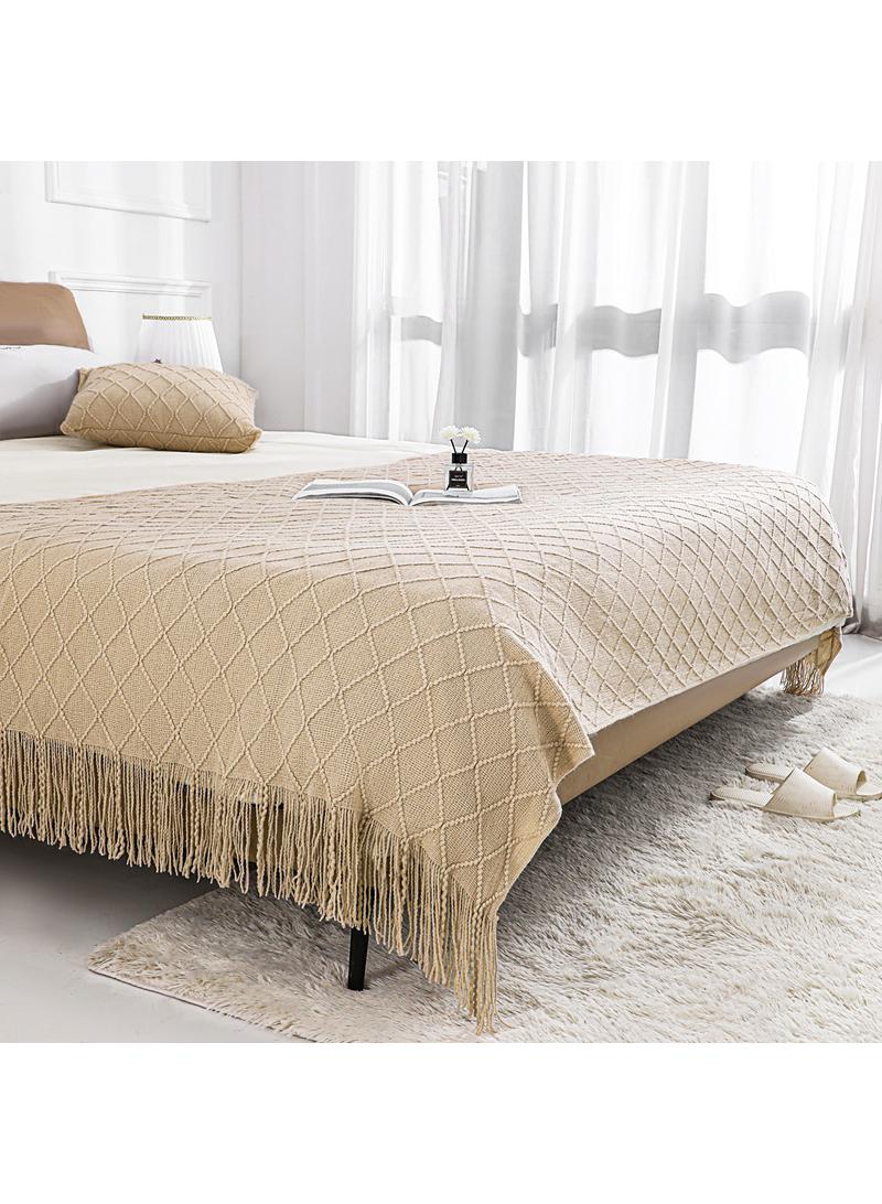 general Vintage Blanket Solid Color Knitted Blanket Sofa Blanket  - Image 1