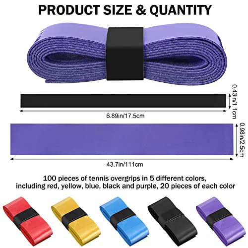 Jadive 100 Pcs Tennis Racket Grip Tape Anti Slip Tennis Overgrips PU Absorbent Badminton Grip Tape for Badminton Racquet Fishing Rods(Classic Colors) - Image 2