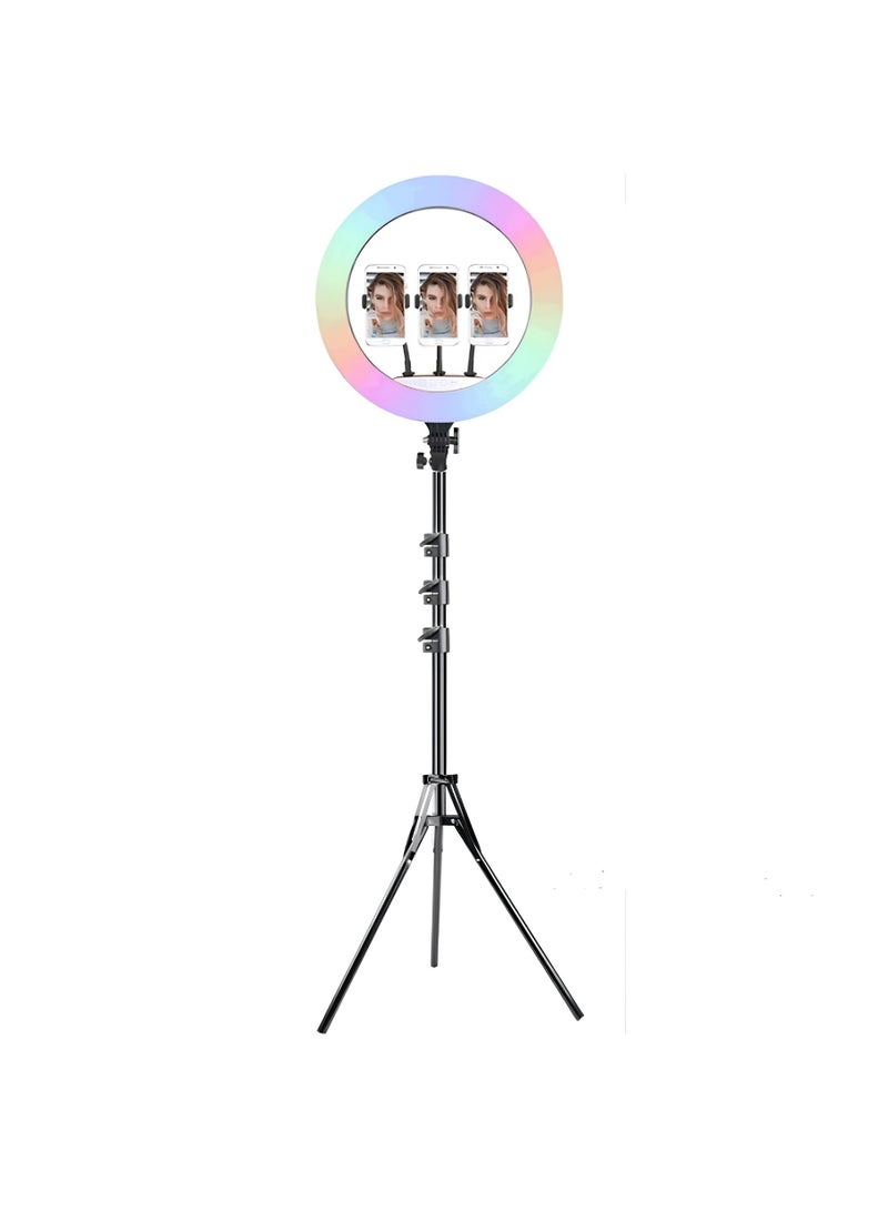 رينج لايت  MJ45 بقاعدة 360 درجة و اضاءة متعددة الألوان RGB وإضاءة ناعمة مثالية للبث والمكياج  - Image 1