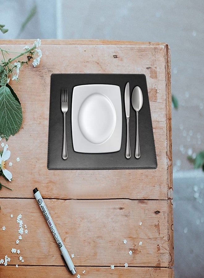 Rising Bloom Faux Leather Placemats for Dinner Table - Pack of 4 (Black (Plain)) - Image 3