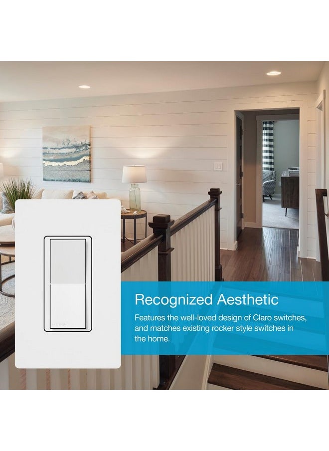 LUTRON Lutron Caseta Smart Lighting Claro Smart Accessory Switch for use with Diva Smart Dimmer/Claro Smart Switch, Works w/ Alexa, Apple Homekit, Google Home (Hub Required), DVRF-AS-WH, White  - Image 2