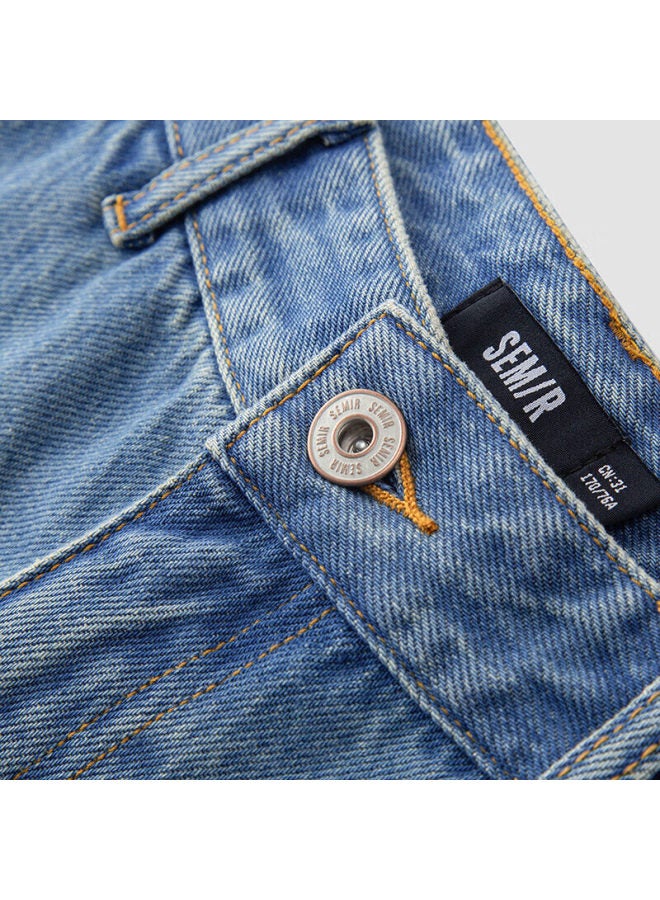 Semir Men's Pure Cotton Spring Retro Washed Jeans Fashionable All-match Tapered Pants 109125124102 - Image 2
