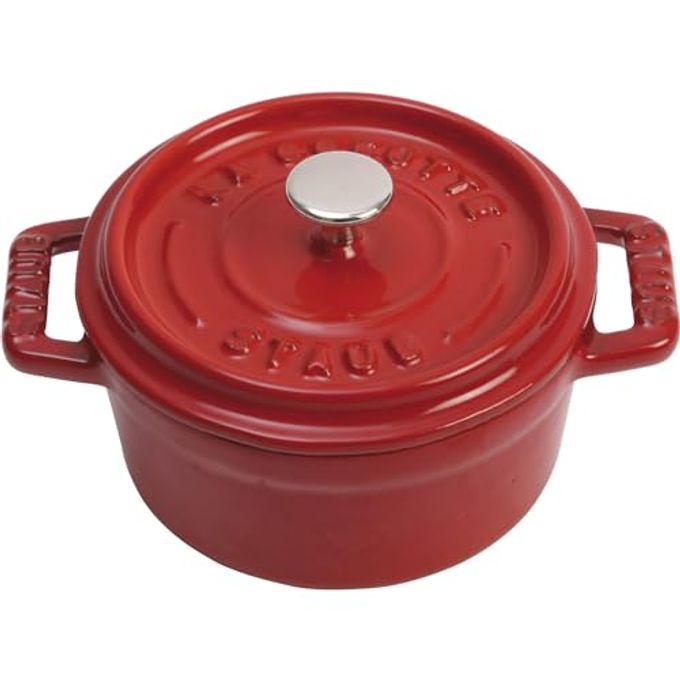 Staub Cast Iron 0.25-qt Mini Round Cocotte - Cherry, Made in France