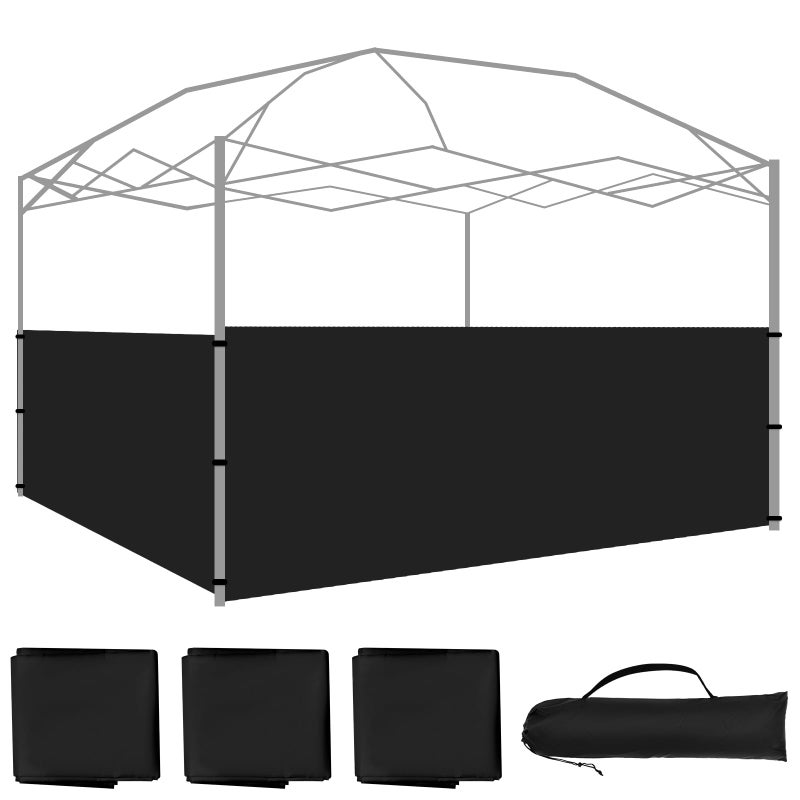 SmoothNovelty 3 قطع جوانب نصفية مظلة خارجية Smoothnovelty لجوانب خيمة 10x10 10x15 10x20 ذات الأرجل العمودية