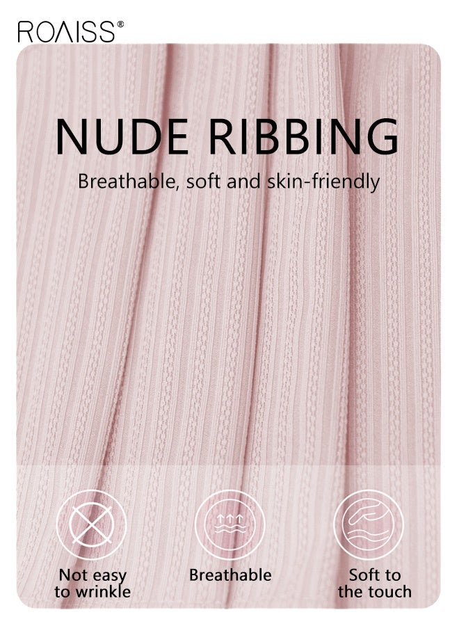 roaiss 2 Piece Set Women Loungewear Ladies Lace Solid Color Pajama Set Casual Suspender Long Pants for Comfortable Home Wear Soft Breathable Elastic Waist Slim Fit Pink - Image 4