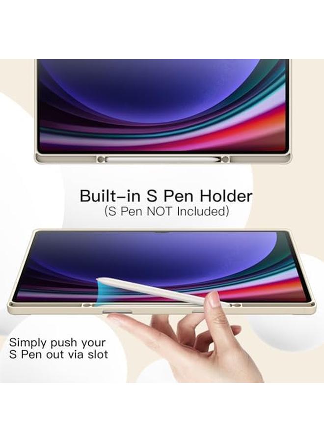 Jetech Case For Samsung Galaxy Tab S9 Ultra 14.6 Inch With S Pen Holder Soft Tpu Tri Fold Stand Protective Tablet Cover Support S Pen Charging Auto Wake Sleep Beige - Image 3