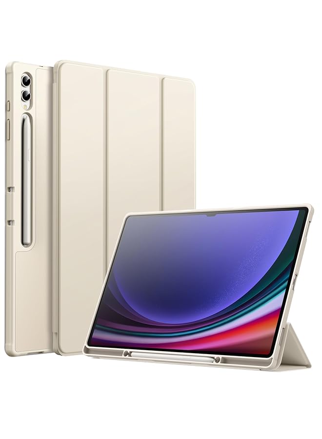 Jetech Case For Samsung Galaxy Tab S9 Ultra 14.6 Inch With S Pen Holder Soft Tpu Tri Fold Stand Protective Tablet Cover Support S Pen Charging Auto Wake Sleep Beige - Image 1