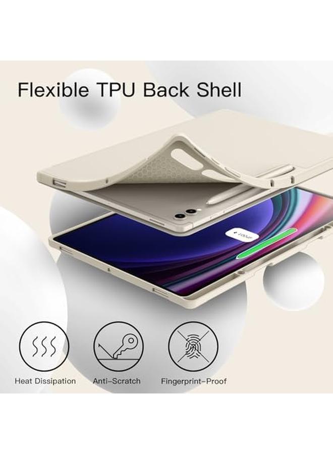 Jetech Case For Samsung Galaxy Tab S9 Ultra 14.6 Inch With S Pen Holder Soft Tpu Tri Fold Stand Protective Tablet Cover Support S Pen Charging Auto Wake Sleep Beige - Image 4