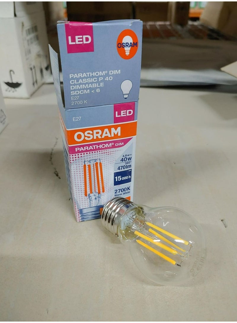 OSRAM لمبة LED شفافة بيضاء دافئة قابلة للتعتيم من Osram بقوة 4.8 وات وقوة 470 لومن ودرجة حرارة 2700 كلفن، عبوة من 10 قطع - Image 4