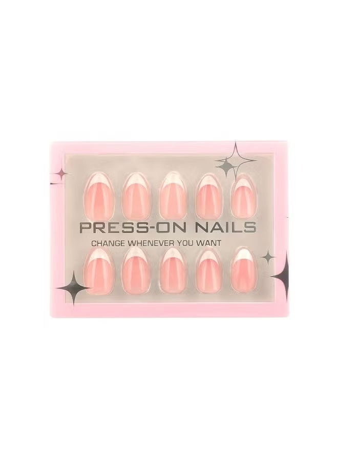 هتك کركس 24PCS الصحافة على الأظافر الكاذبة ، الأظافر الفرنسية ، الأشعة فوق البنفسجية النهاية قصيرة شكل اللوز ، الصالون نوعية الأظافر شبه الشفافة في 12 أحجام ، أظافر أكريليك مزيفة مع مجموعة الغراء. - Image 5