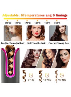General Cordless Automatic Curling Iron - Portable Electric Curling Iron with LCD Display, Fast Heating Curling Iron Rechargeable Styling Tool  - Image 2