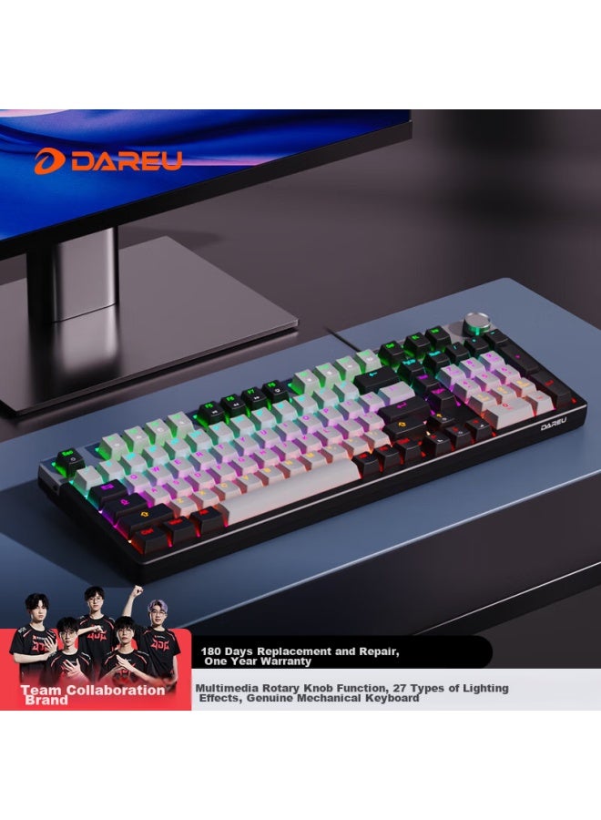 Daryo Dareu Ek815pro Mechanical Keyboard, Wired Gaming Keyboard With 98-key Layout, Multimedia K, Full Anti-ghosting Backlit Colorful Keyboard, Black And Gray, Blue Switch - Image 1