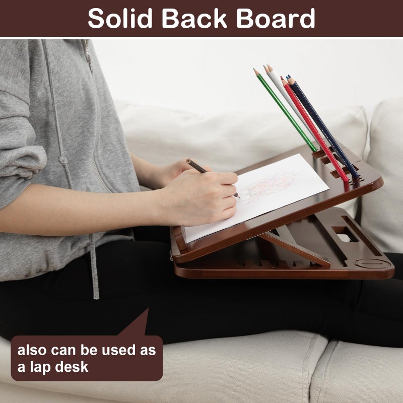 StrongTek 6-Position Bamboo Table Easel, 16x12 Inch Adjustable Drawing and Sketching Board with Built-in Handle and Back Storage, Portable Art and Lap Desk for Sketching, Reading, and Book Stand - Image 3