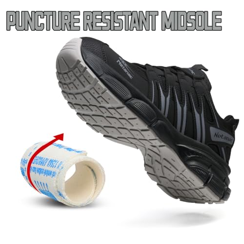 Netanac Steel Toe Shoes for Men Women,Breathable Anti-Odor,Durable Safety Work Sneakers,Comfort Heavy Duty Industrial Construction Footwear,102Lace,M8 - Image 5