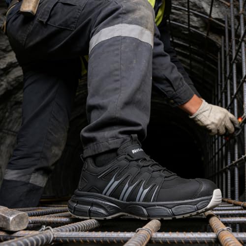 Netanac Steel Toe Shoes for Men Women,Breathable Anti-Odor,Durable Safety Work Sneakers,Comfort Heavy Duty Industrial Construction Footwear,102Lace,M8 - Image 2