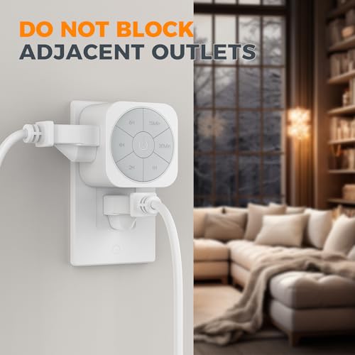 TESSAN Outlet Timer Indoor 2 Pack, Countdown Timers for Electrical Outlets Up to 6H for Lights, Iron, Fan, Electric Bike, Auto Shut Off Switch for Home Kitchen Bedroom, 1875W - Image 4