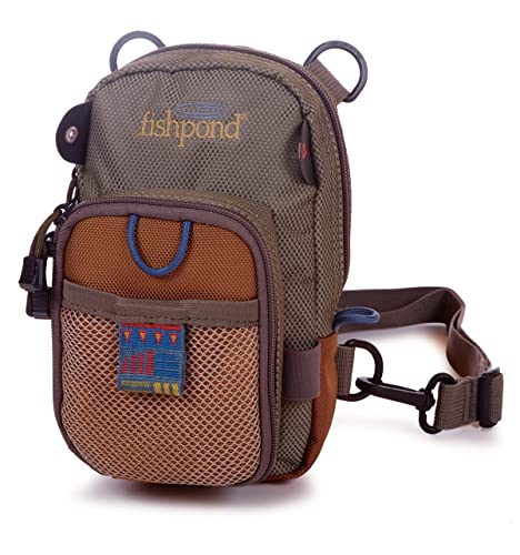fishpond San Juan Vertical Fly Fishing Chest Pack, Fits up to Two Tackle or Fly Boxes, Lightweight Fishing Bag with Padded Neck Strap – Sand/Saddle Brown - Image 1