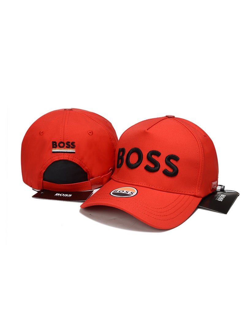BOSS Red Baseball Cap with Black Embroidered Logo