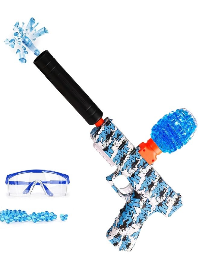 Electric Gel Ball Blaster M1911 Splatter with Silencer for Kids, Adults, Birthday Gift Ideas (Blue)