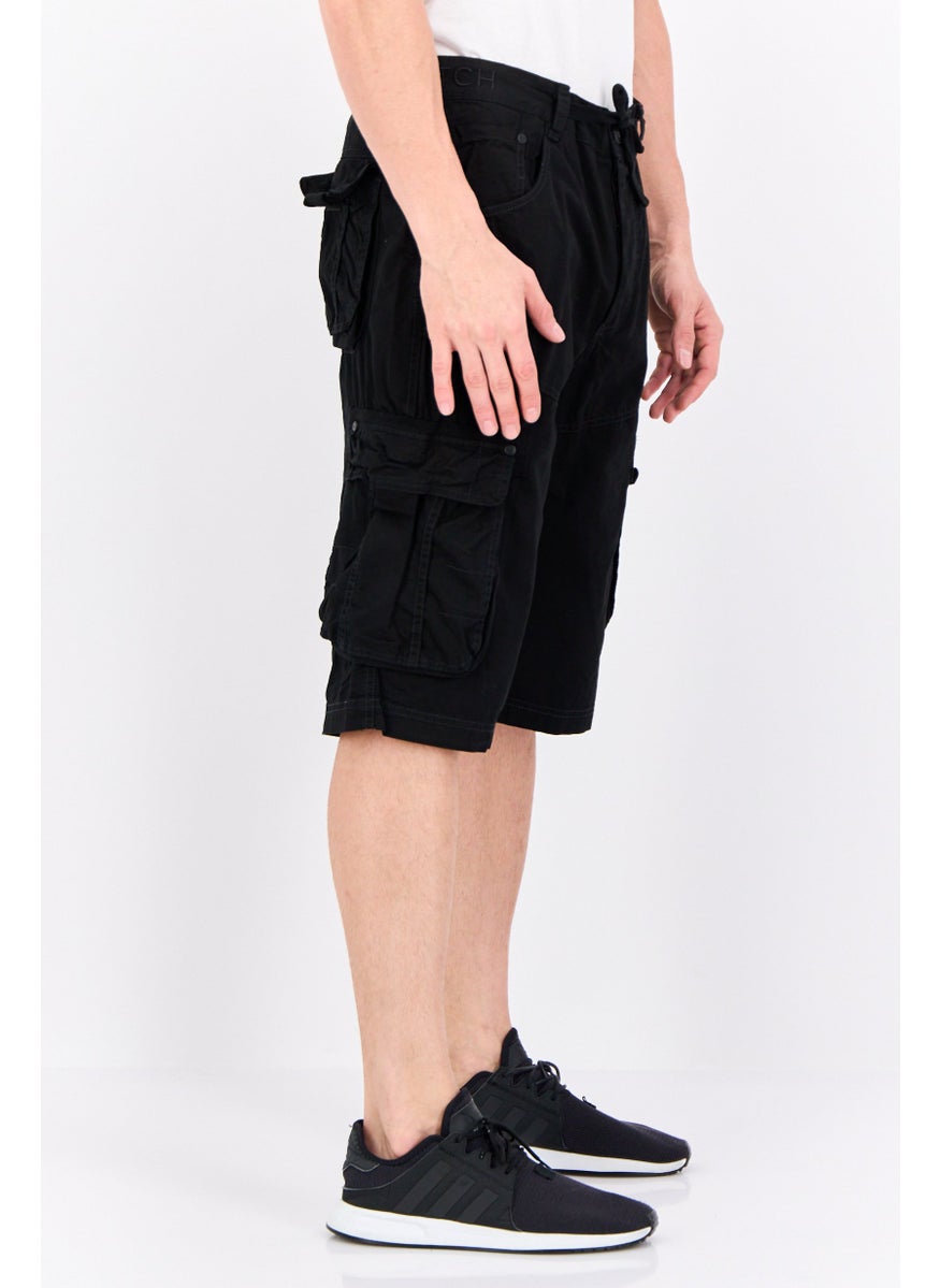 CROSSHATCH Men Brand Logo Cargo Shorts, Black  - Image 2