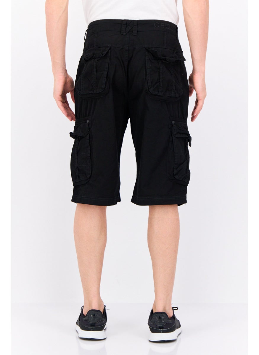 CROSSHATCH Men Brand Logo Cargo Shorts, Black  - Image 3