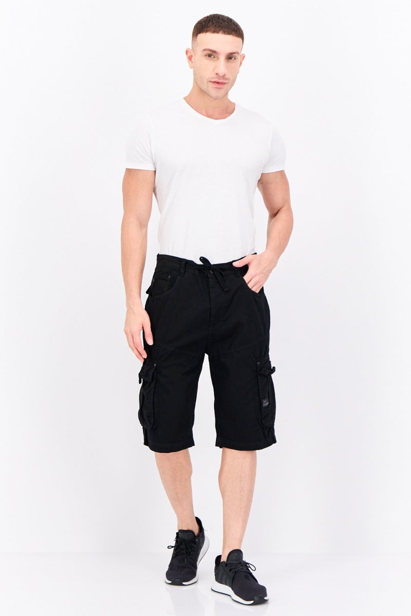 CROSSHATCH Men Brand Logo Cargo Shorts, Black - Image 4