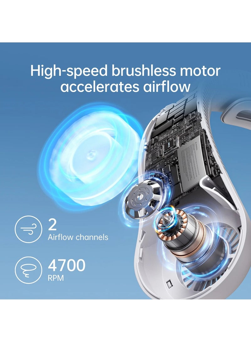 جيسيو لايف مروحة رقبة محمولة JISULIFE مطورة - مروحة بدون شفرات تعمل بدون استخدام اليدين ببطارية 5000 مللي أمبير وتعديل 5 سرعات ودعم مريح للرقبة للرجال والنساء - Image 5