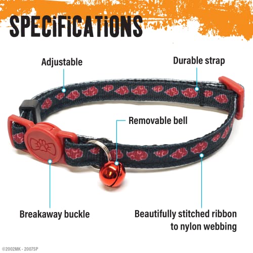 PAWSONIFY Naruto Akatsuki Breakaway Cat Collars for Girl Boy Cats Officially Licensed Naruto Akatsuki Cloak Inspired Anime Pet Accessories Gifts 8512 Adjustable Cute Kitten Collar with Removable Bell - Image 3