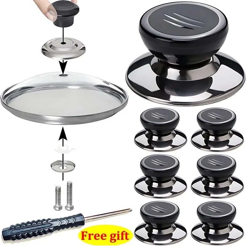 Kitchen Pot Lid Knobs Universal Pan Lid Holding Tops Replacement Lid Hand Grip Knob Handle Resistant Tool with Screwdriver gift - Image 2