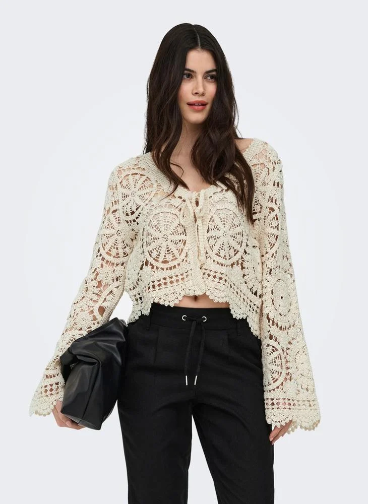 اونلي Onlwaterly Crochet Tie Cardigan
