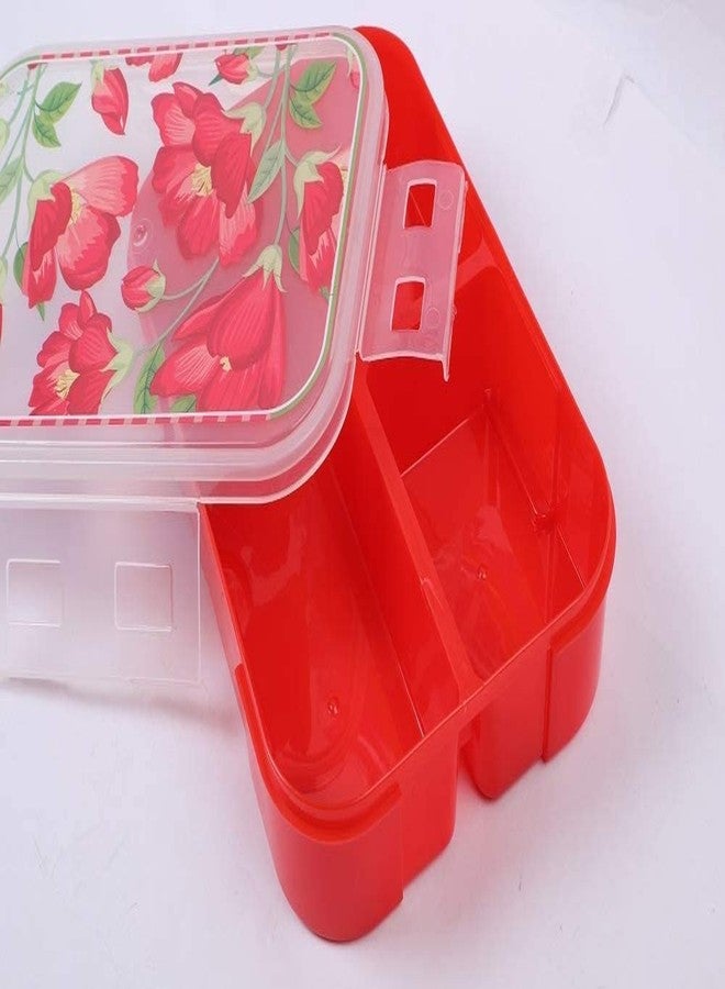 Param Kids Lunch Box with 3 Compartments, Food Storage Lunch Container Safe for Kids (RedColour, 1 pc) - Image 5