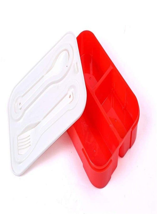 Param Kids Lunch Box with 3 Compartments, Food Storage Lunch Container Safe for Kids (RedColour, 1 pc) - Image 4