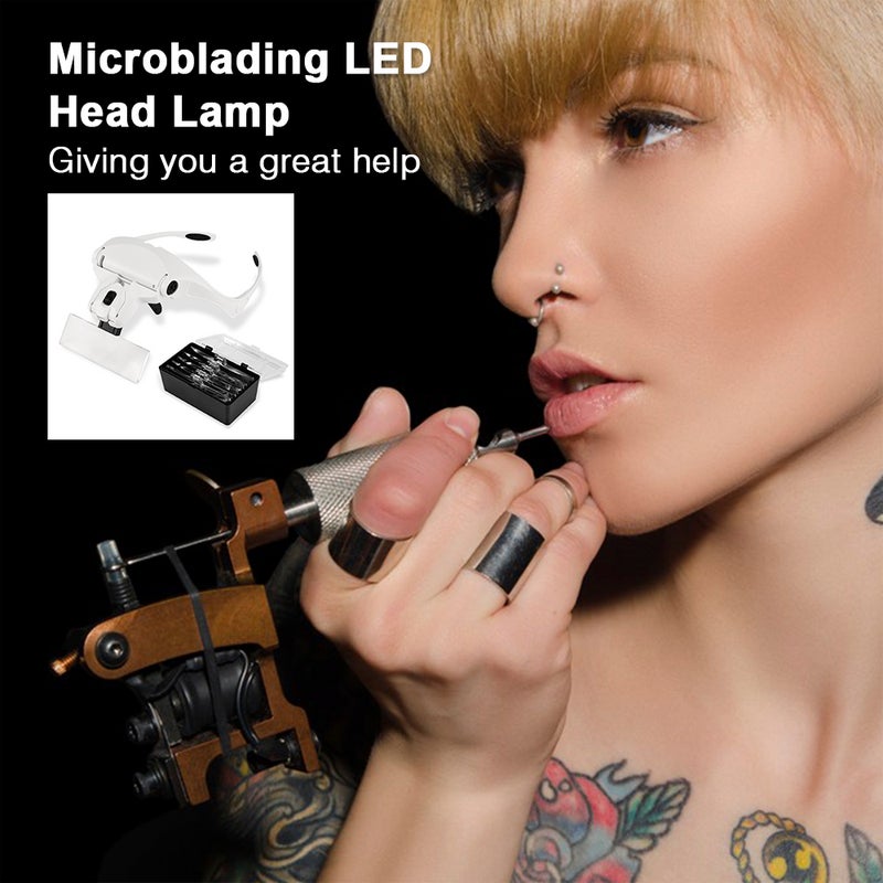 Microblading Head Lamp LED Adjustable Multifunctional Head Light Lamp Permanent Makeup Eyelash Extensions with Magnifying Replaceable & Interchangeable Lenses for Eyebrow Body Tattoo Art - Image 4