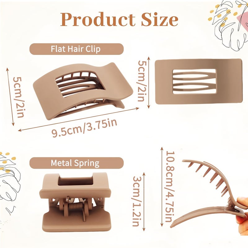 HJYOK 4 PCS Flat Hair Clips for Women, Lay Down Claw Clip Strong Hold Square Hair Accessories for Thick & Thin Hair, French Non-slip Hair Clips, Neutral Matte - Image 3