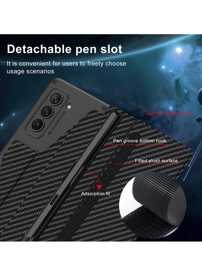 غطاء لـ Samsung Galaxy Z Fold 6 مع واقي شاشة مدمج، غطاء حماية كامل للجسم مصنوع من الجلد مع حامل قلم S-Pen قابل للفصل، وغطاء قابل للطي (لا يشمل قلم S-Pen). - Image 4