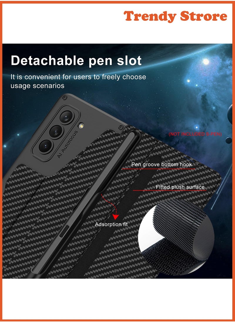 Generic - For Samsung Galaxy Z Fold 6 Case Built-in Screen Protector Leather Full Body Protective Casing with Detachable S-Pen Slot Bracket Flip Cover (Not includ S-Pen) - Image 1