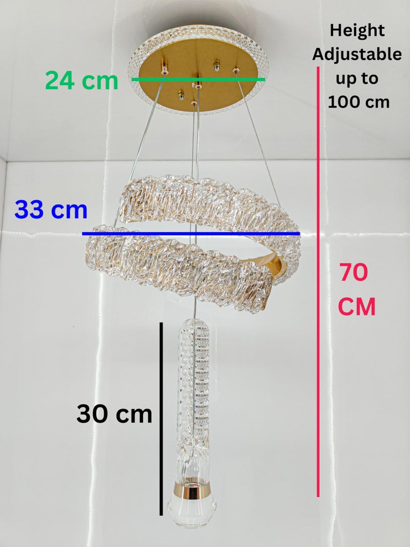 swanart Icelis Crystal LED Chandelier – Modern Pendant Ceiling Light with 3-in-1 Color Change, Adjustable Height, Luxurious Crystal & Metal Design, Ideal for Living Room, Dining Room & Bedroom - Image 2